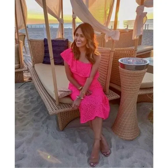 Lilly Pulitzer New size 2 bright pink Callisto lace dress - Picture 7 of 10